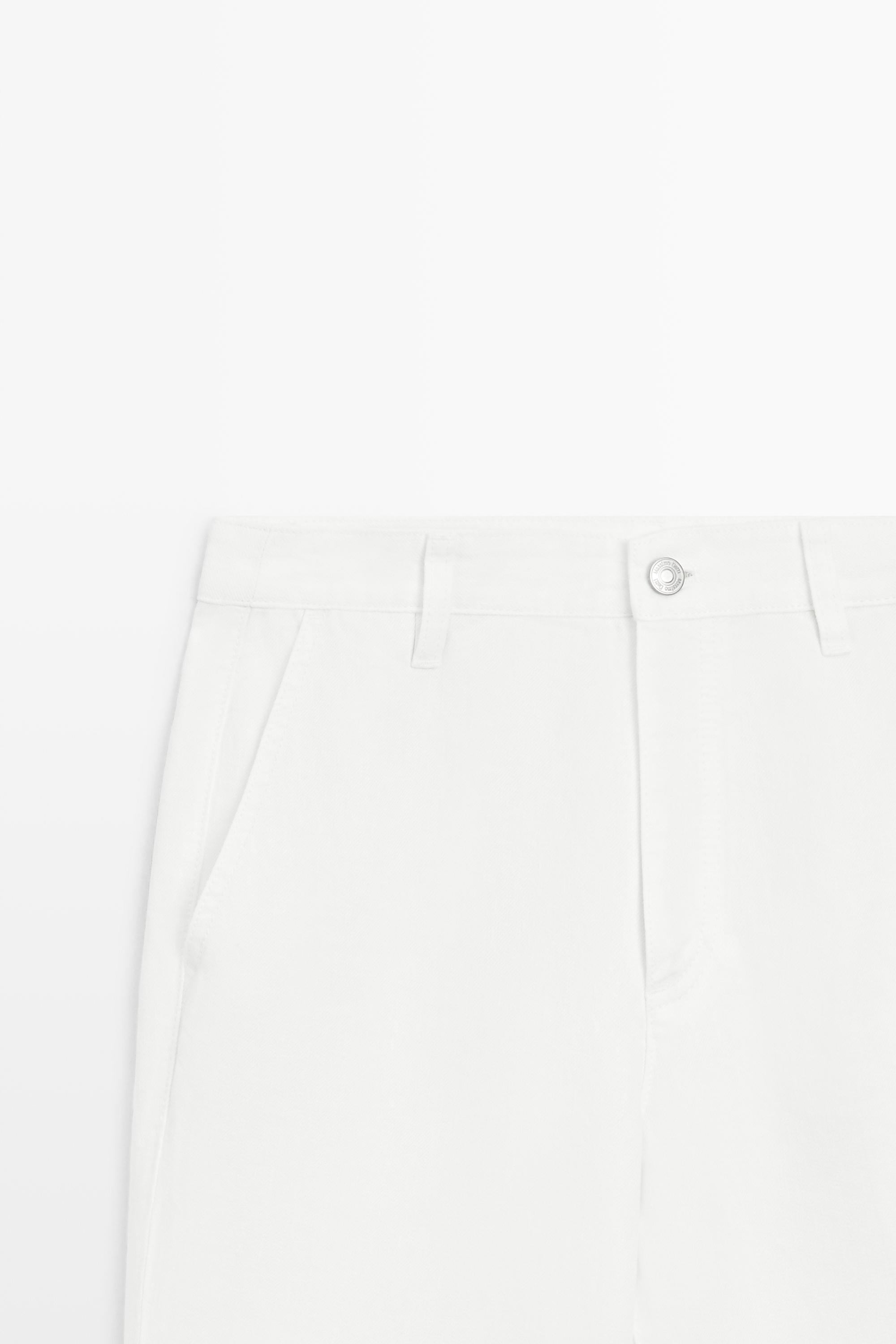 Pantalon flare cropped 100 % lin